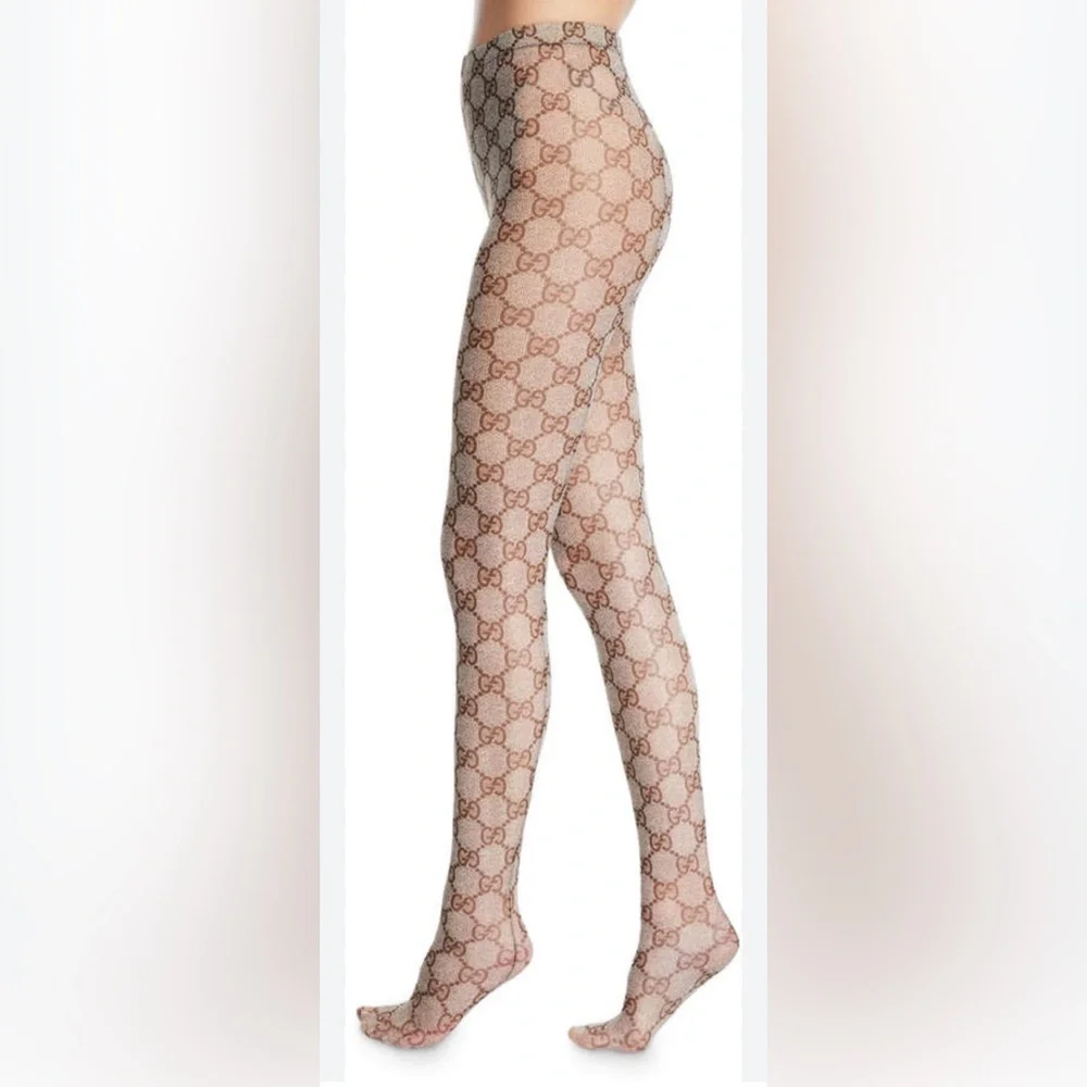 Gucci GG Tights Beigr/Brown 😍 Sz M rare and always authentic 🤎 - Picture 4 of 9
